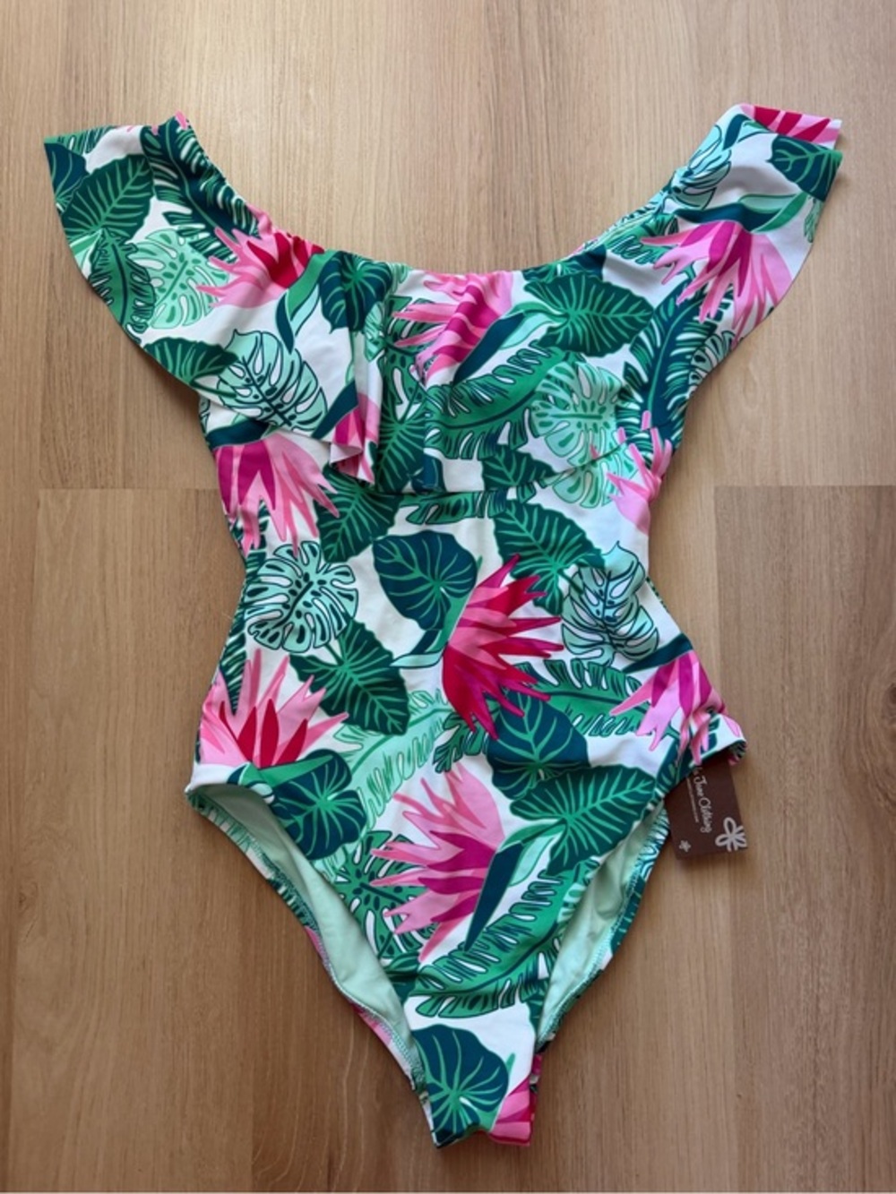 Matilda Jane Clothing Tropical Floral Ruffle One Piece Swimsuit Size S